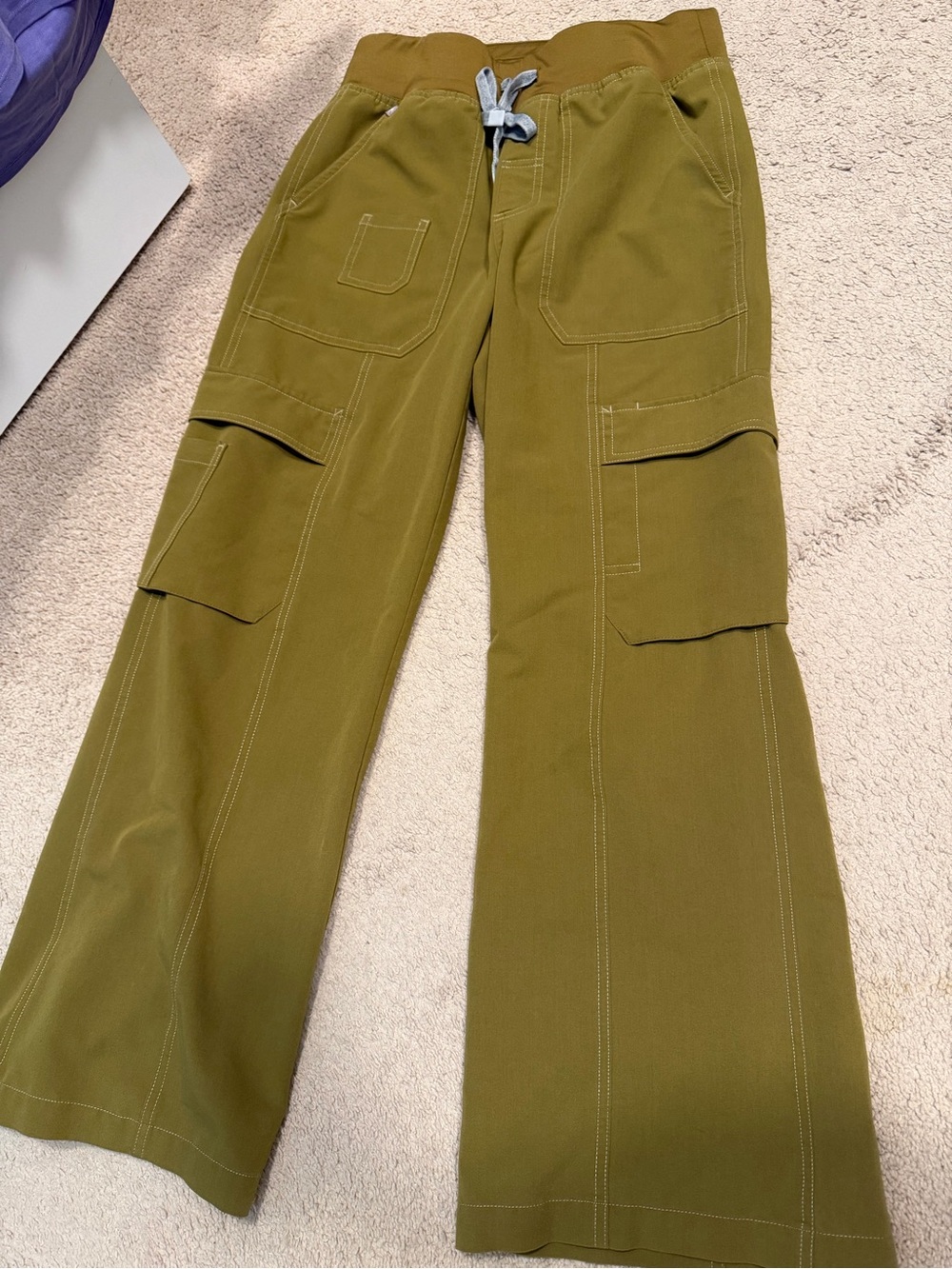 Figs Olive Cargo wide leg Utility Pants scrub pants small